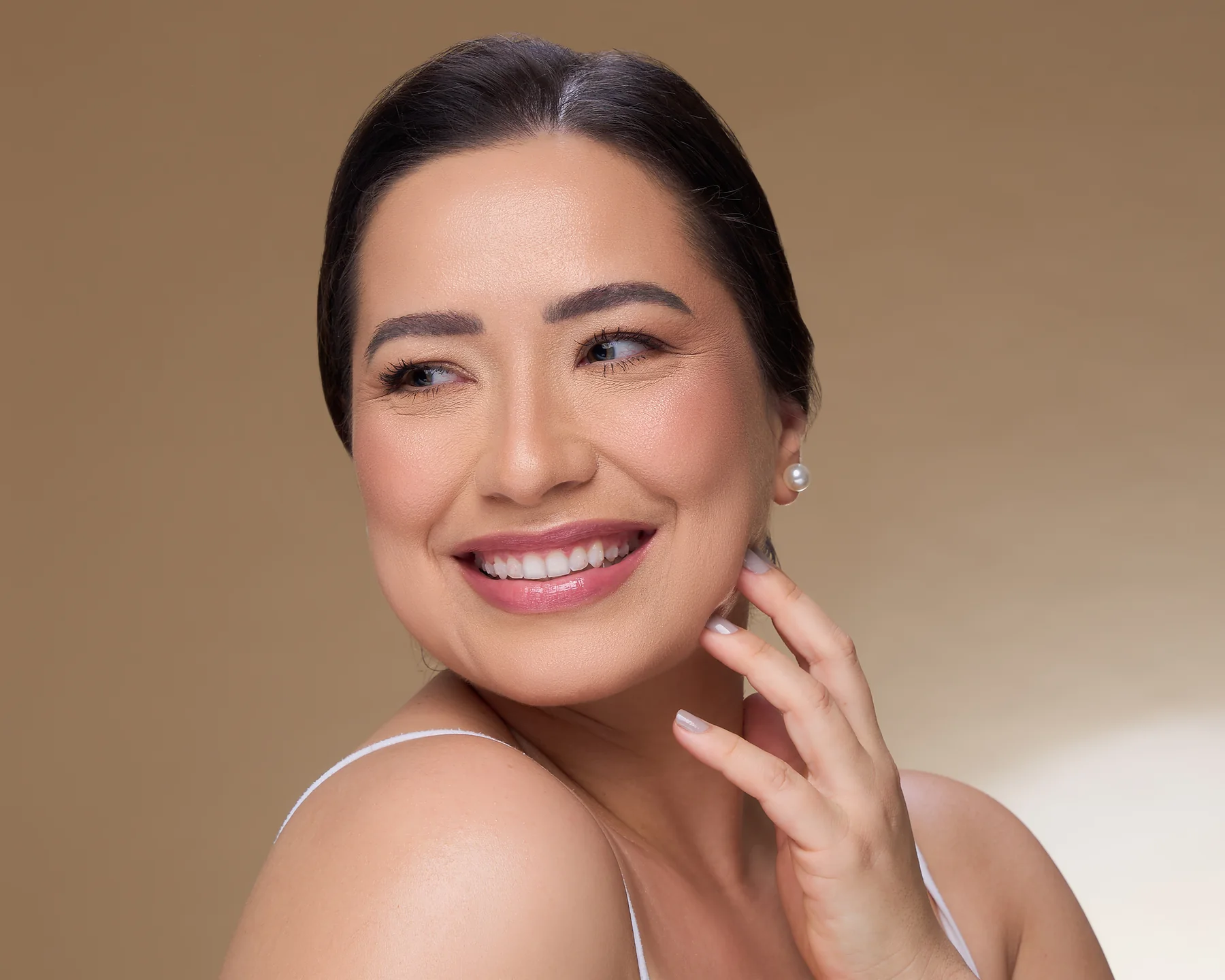 Silésia de Castro em close-up, sorrindo